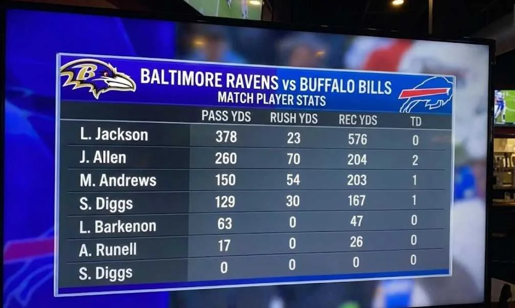 baltimore ravens vs buffalo bills match player stats