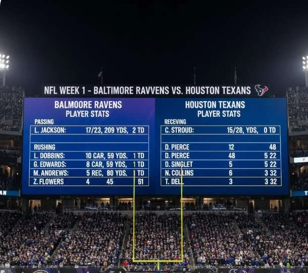 baltimore ravens vs texans match player stats